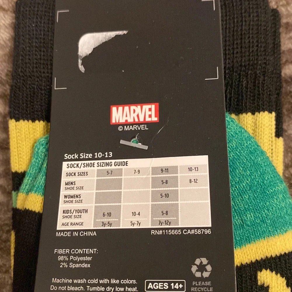Marvel MCU Loki Logo Crew‎ Socks Superhero Avengers Hot Topic